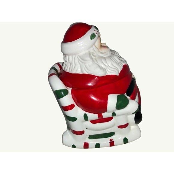 Christmas Cookie Jar Santa in Candy Cane Chair - Picture 3 of 9